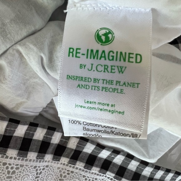 J Crew Gingham Blouse Womens XS Daisy Chain Boho Peasant Feminine Casual - Picture 9 of 10